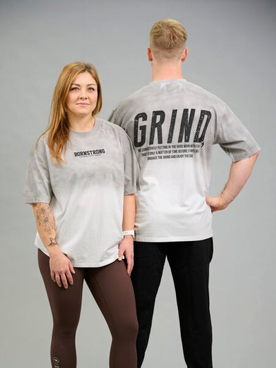 GRIND Oversized Tee 235gsm 3D Puff Print Statement Shirt Born Strong