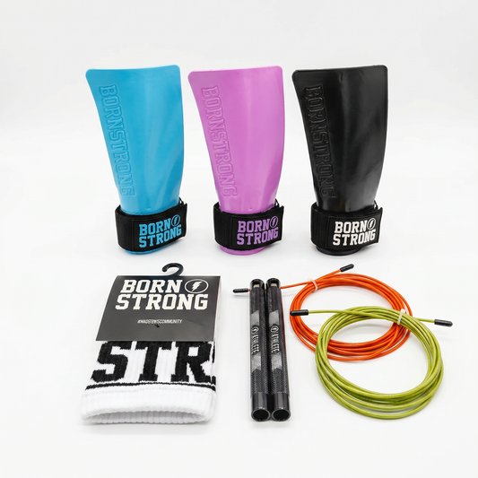 Born Strong Functional Fitness Starter Set – Performance Grips X1, ATHLETE Speed Rope und Sweatbands im Bundle