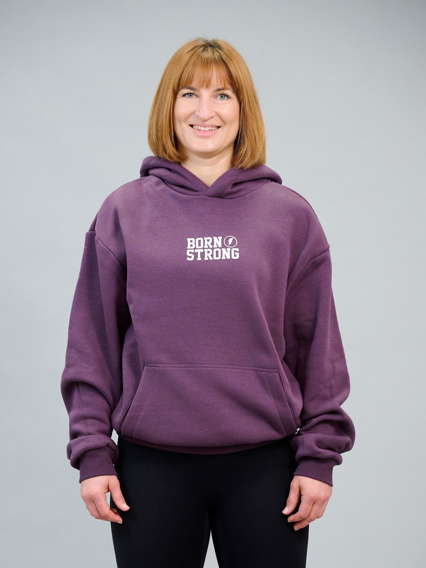 Born Strong Icon Logo - Oversized Hoodie Plum