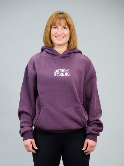 Born Strong Icon Logo - Oversized Hoodie Plum