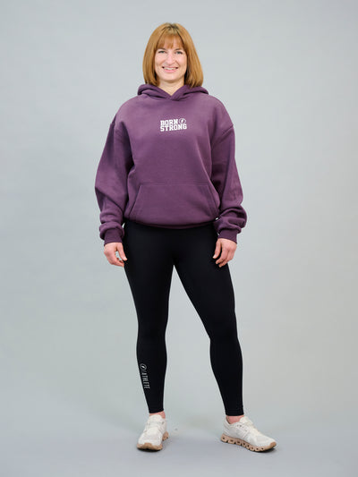 Born Strong Icon Logo - Oversized Hoodie Plum