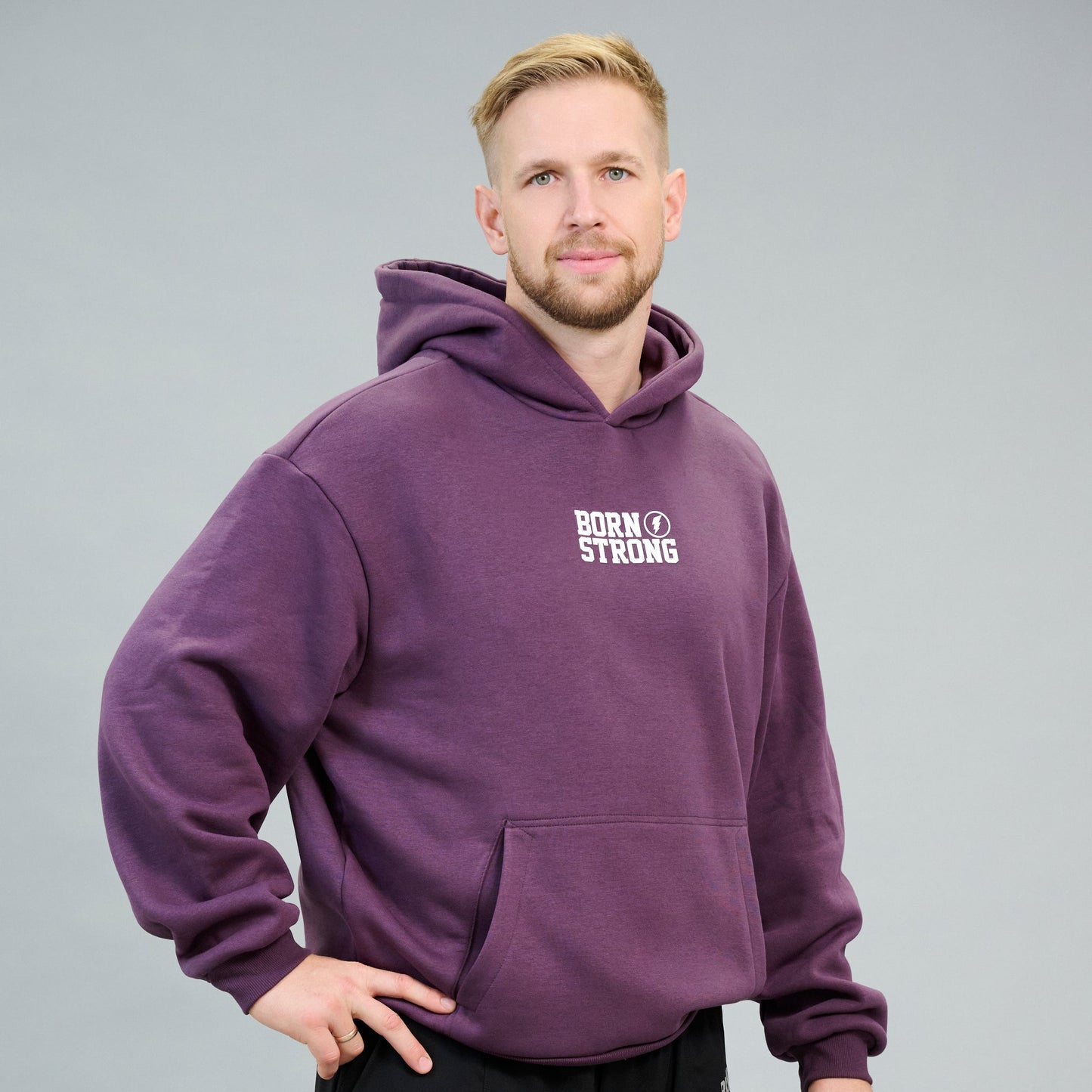 Born Strong Icon Logo - Oversized Hoodie Plum