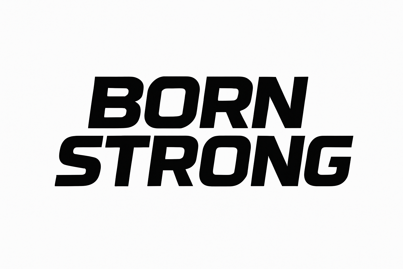 make image write on image born strong brand name and the background is white