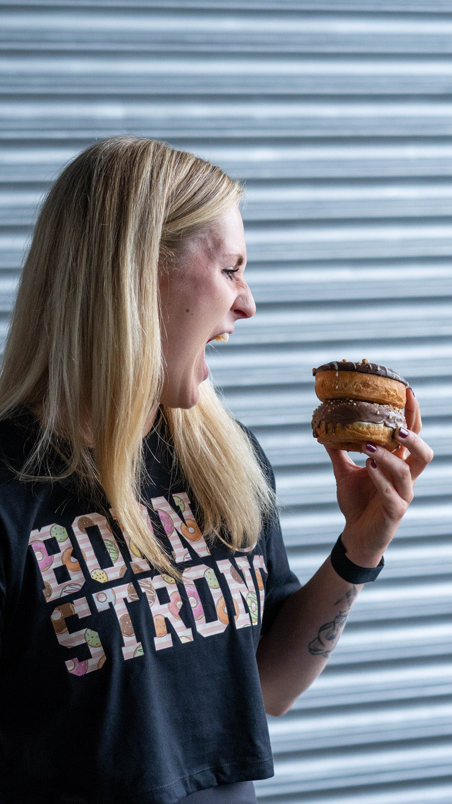 BORN STRONG Crop Shirt Donut Madness