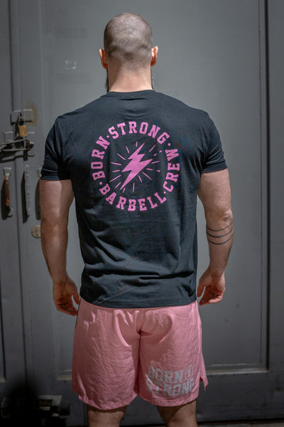 BARBELL CREW T- Shirt - Black / Pink
