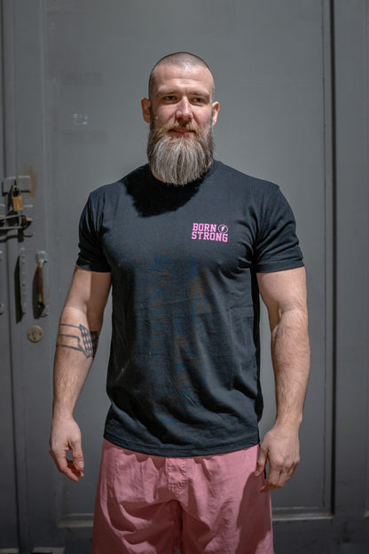 BARBELL CREW T- Shirt - Black / Pink